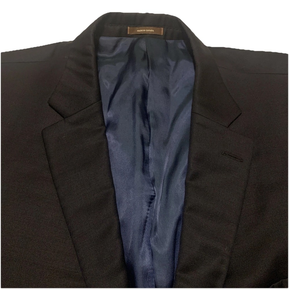 Peter Millar Black 100% Wool Blazer 48R Classic Two‎ Button Sport Coat Office